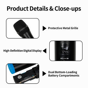 Reporter <span class=keywords><strong>Tiktok</strong></span> Système de son portable professionnel sans fil à suppression de bruit Press to Talk avec 2 microphones dynamiques à main - Product Image 5