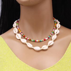 Collar de Cuentas de Concha Hecho a Mano, Estilo Bohemio, Multicapa, Cuentas de Colores, Joyería para Fiesta, Origen Yiwu - Product Image 1