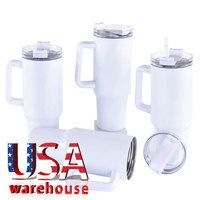 Vaso de Viaje de Acero Inoxidable de 40oz, Ecológico, Blanco Brillante, para Sublimación, con Tapa de Color, Asa, para Camping, Café Helado, con Pajita, Moderno