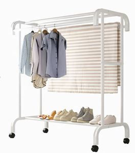 Heavy Duty Metal Garment Rack with Top Shelf Movable Clothes Drying Rack Large Capacity Clothing Organizer for Bedroom Balcony - Product Image 1
