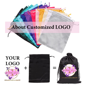 Çapraz sınır toptan özel toz torbası ile logo saten çanta peruk için promosyon saten ipek İpli hediye çantası kozmetik için - Product Image 3