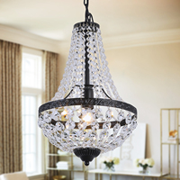 Lampe suspendue en cristal rétro en fer noir personnalisée, livraison depuis l'entrepôt du Royaume-Uni, pour hôtels et salons