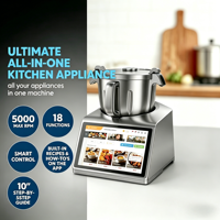 Robot de cuisine intelligent avec écran tactile TFT de 10 pouces, bol en acier inoxydable de 4,5 L, capable de cuire à la vapeur, hacher, mélanger, faire sauter, fouetter et mélanger.