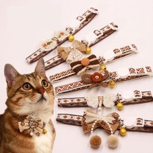 Eco-Friendly Classic Cute Pet Safety Buckle Anti-Suffocation Solid Cat Collar Necklace with <b>Bow</b> Design All Seasons Use - Product Image 1