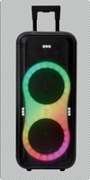 Altavoz Inalámbrico con Ruedas para Fiestas, con Luces RGB en Forma de 8, Doble Woofer, Doble Micrófono, TF, USB, FM, Karaoke para Exteriores