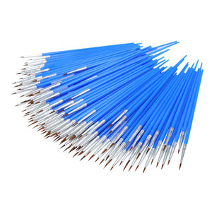 Pinceau à tête <span class=keywords><strong>plate</strong></span> en nylon à tige en plastique bleu Pinceau à peinture pour cheveux acryliques et ensemble de pinceaux - Product Image 5