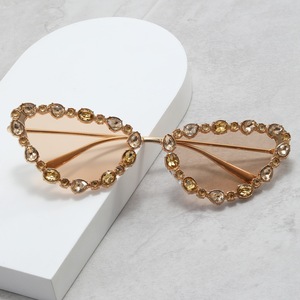 Lunettes de soleil œil de chat pour femme, nouvelle mode, monture métallique avec strass et diamants - Product Image 5
