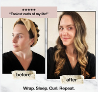 Bigoudi sans chaleur en velours avec logo personnalisé, ruban de bouclage doux en mousse pour la nuit, portable, réutilisable, avec affichage LED de la température pour les cheveux