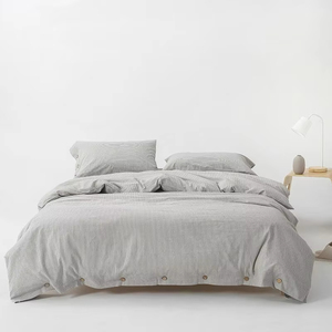Màu Xám Màu Xanh Lá Cây Sọc 100 _ Rửa Sạch Bông Duvet Cover Set Siêu Mềm Bộ Đồ Giường Thiết Lập Với Các Nút Đóng Cửa Đôi Đầy Đủ Đôi Nữ Hoàng Vua - Product Image 1