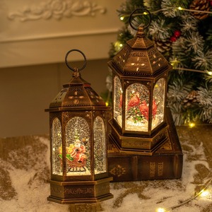 Lanterne à eau scintillante avec globes de neige de Noël, cardinaux, cristal, alimentation par piles ou USB, boîte à musique avec 8 chansons, minuterie 6H, Noël - Product Image 2
