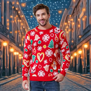 Leostreet Custom Autumn Character Woven Polyester/Cotton <b>Thick</b> Breathable <b>Blanket</b> Sweater for Men Oversized Streetwear Crewneck - Product Image 2
