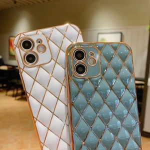Uslion — étui de téléphone en cuir de luxe avec grille, nom personnalisé, bling-bling, pour Iphone 7 8 XS MAX 12 Pro 13, 2021 - Product Image 4