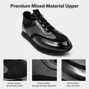 RADOLFA Baskets en cuir élégantes pour hommes, grande taille, chaussures de sport en matériaux mixtes, baskets décontractées légères et tendance pour hommes - Product Image 2