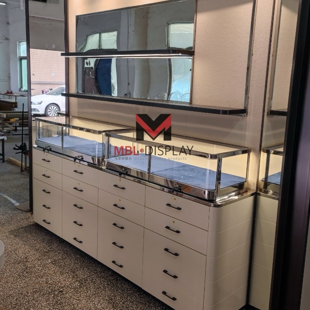 Wholesale Glass Jewelry Display showcase Cabinet Custom Electronic Locks for Sale Glass Display Case Shelf Display