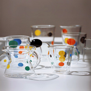 Vendita calda colorata tazza di vetro <span class=keywords><strong>a</strong></span> <span class=keywords><strong>pois</strong></span> alta tazza di vetro borosilicato tazza di caffè Latte tazza di vetro - Product Image 2