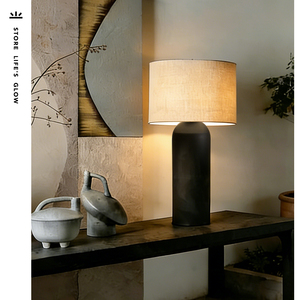 Lámpara de mesa de cerámica hecha a mano, LED E27, estilo japonés, para sala de estar, dormitorio, estudio, ecológica - Product Image 1
