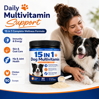 Poudre Multivitaminée Avancée 15-en-1 pour Chiens : Glucosamine, Soutien Articulaire, Probiotiques, Santé Intestinale, Oméga 3, Peau et Pelage – Pot de 360g en Vrac