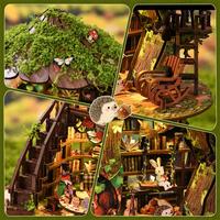 Kit de Mini Librería en Miniatura, Rompecabezas 3D de Madera para Construir una Casa de Muñecas, Modelo con Iluminación, Decoración para el Hogar, Set de Regalo, Manualidades Hechas a Mano