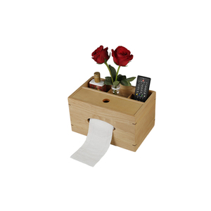 Caja de pañuelos multifuncional de madera maciza natural, organizador de almacenamiento de madera con múltiples compartimentos para control remoto y artículos diversos - Product Image 1