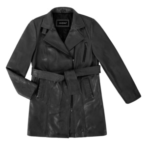 Chaqueta Acolchada con Capucha para Mujer, 100% Cuero Nappa Negro Genuino, Diseño Acolchado Cálido, Herrajes YKK, Marca Privada OEM, Invierno - Product Image 4