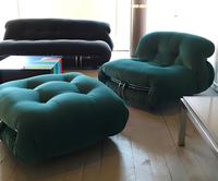 Nouvel Arrivage – Canapé en Cuir et Tissu Capitonnés Style Français Mid-Century avec Garniture en Acier Hippo – Ensemble de Canapés pour Petits Espaces de Salon