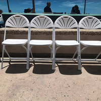 Meubles en métal, table et chaises pliantes d'extérieur en plastique blanc portables de 6 pieds
