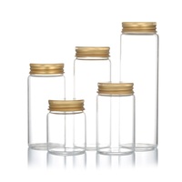 Vente en gros 200ml 500ml 800ml 1000ml récipient d'emballage alimentaire transparent bocal en verre à large bouche avec couvercle en bambou