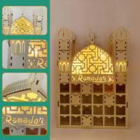 Nicro Creative Artisanat en bois islamique musulman, Décoration 30 jours jusqu'à l'Eid, Ornements de maison en forme de château, Calendrier de l'Avent du Ramadan DIY