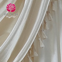 Hl FBJ046 Rideau de fond de scène de mariage en soie glacée, couleurs personnalisées vert émeraude, blanc et rose blush, 5ft x 16ft