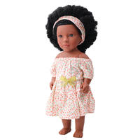 Poupée en vinyle africain réglable de 18 pouces, 45cm, doux, noir, bouclé, cheveux crépus, cadeau d'anniversaire pour les filles