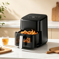 Friteuse à air électrique carrée moderne en plastique 4,5 L avec plage de température de 80 à 200 °C, minuterie de 60 minutes, utilisation domestique/VR