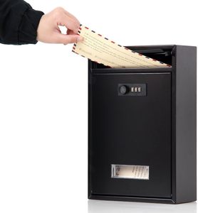 Wall-Mounted Black Metal <b>Locking</b> Mailbox SM-0601CM Medium Vertical Design Combination Lock Large Capacity Indoor/Outdoor Use - Product Image 5