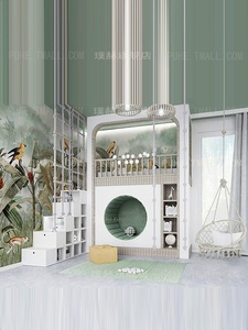 Lit en bois massif à deux étages Secret Hideout pour enfants - Luxe <span class=keywords><strong>l</strong></span>éger et minimaliste, personnalisable avec rangements et barrières de sécurité - Product Image 3