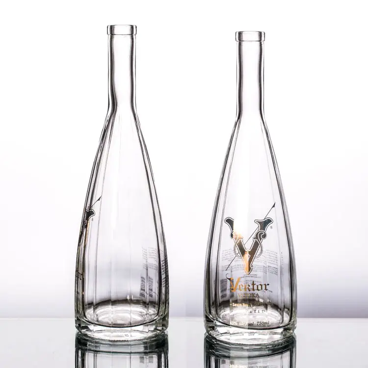750ML透明ガラス蒸留プレミアムウォッカボトルアルコール飲料アルコールボトル