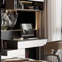Bureau d'étudiant moderne avec étagère intégrée à LED, table d'étude ergonomique en bois pour économiser de l'espace, pour la chambre des enfants et le bureau à domicile