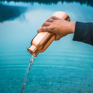 Leakproof Design 100% Pure Copper <b>Water</b> <b>Bottle</b> 600ml Solid Pattern <b>Water</b> <b>Bottle</b> with Bag for Export Sale - Product Image 5