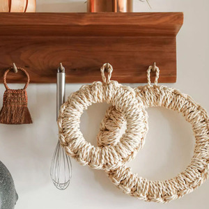 Posavasos minimalista tejido de paja, hierba de agua, cáscara de maíz, olla tejida a mano, Mantel Individual, mantel de mesa con aislamiento térmico - Product Image 4