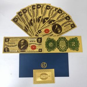 Custom Souvenir Amerika 2 Dollar Certificaat Bankbiljet Goud Folie Bankbiljet Voor Inzameling - Product Image 4