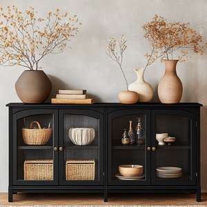 Meubles de salle à manger en bois personnalisés Buffet de buffet antique moderne avec porte en verre - Product Image 4