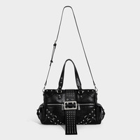 Bolso Bandolera/Hombro de PU con Tachuelas y Cierre Magnético, Gran Capacidad, Estilo Punk Chic para Mujer, Otoño