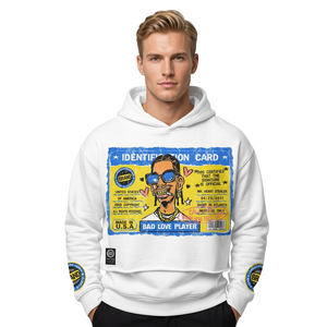 Men's <b>White</b> Summer Crop Hoodie Hip Hop Streetwear Digital Printing Zip-Up <b>Sweatshirt</b> with Sleeve Badges OEM Service - Product Image 6