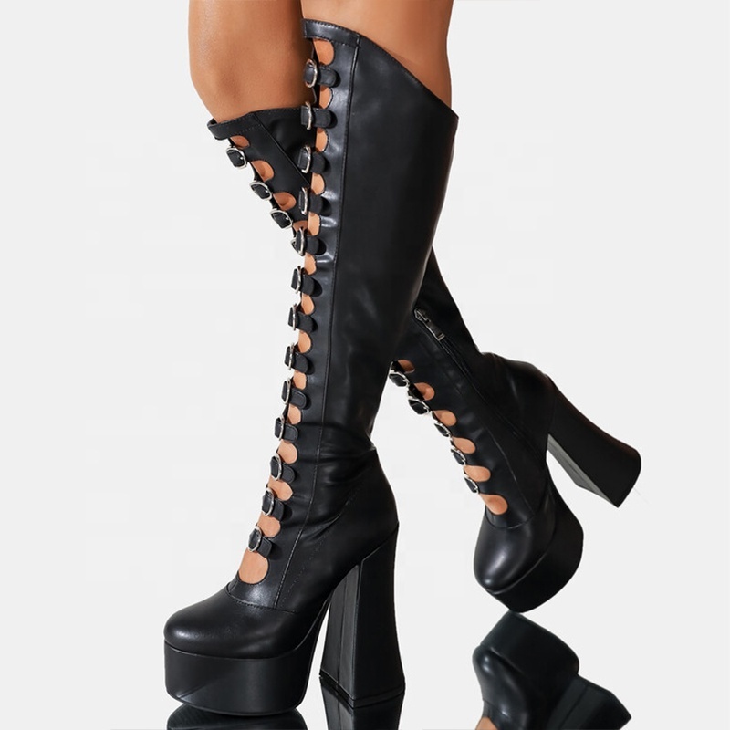 Women's 18CM High Heel Platform Boots - Pointed Toe Stiletto Ankle Boots With Side Zipper - PU Leather Party & Night Out Boots