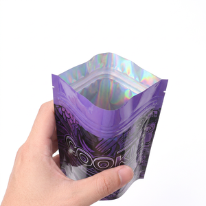 Factory Holographic Stand up Pouch Bag with <b>Clear</b> Window Premium Touch Resealable Zipper Packaging Eco Friendly OEM ODM - Product Image 3