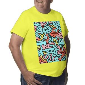 Camiseta de hombre de talla grande con imagen personalizada, ropa de calle de algodón 100%, serigrafiada con contraste de patrón de Anime y diseño 3D, diseño en blanco - Product Image 2