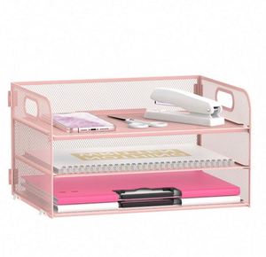3 Tier Office A4 Paper Letter Organiser with Handle Mesh Desk <b>Organizer</b> Letter Tray Filing Document Holders <b>File</b> Storage Rack - Product Image 2