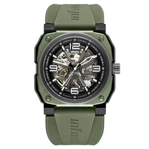 Women's Luxury Skeleton Mechanical Sport <b>Watch</b> 100m Waterproof Carbon Fiber <b>Case</b> 24mm Rubber Band Wristband with Diver Feature - Product Image 6
