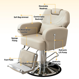 Chaise de salon de coiffure pour hommes, chaise inclinable pour pommade, chaise pivotante, confortable et moderne. - Product Image 5