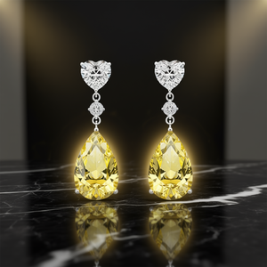Pendientes de diamantes amarillos E1946 con forma de pera, color natural, joyería clásica de boda para mujer - Product Image 2