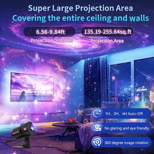 Lampe de projection mini USB carrée Lune et planètes avec LED interchangeables, veilleuse à intensité variable et couleurs changeantes pour décoration murale de chambre - Product Image 4