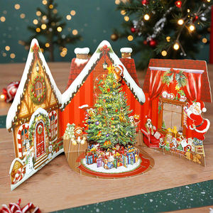 Custom Papier Gesneden 3d Wenskaart Kerst Cottage <span class=keywords><strong>Pop</strong></span>-<span class=keywords><strong>Up</strong></span> Kaarten Met Gepersonaliseerde Logo Voor Familie Vakantie - Product Image 2